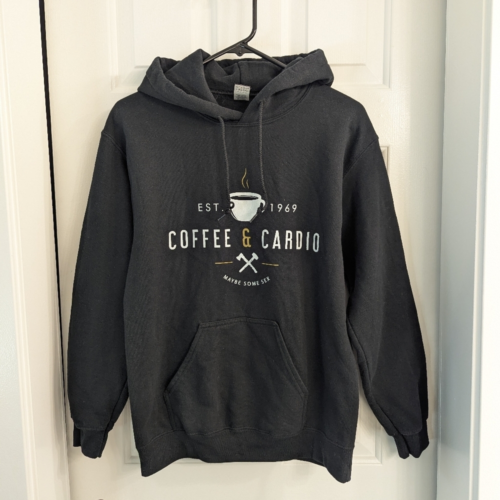 Black Gym Hoodie Coffee & Cardio & Maybe Some Sex Funny Workout Running Hoodie